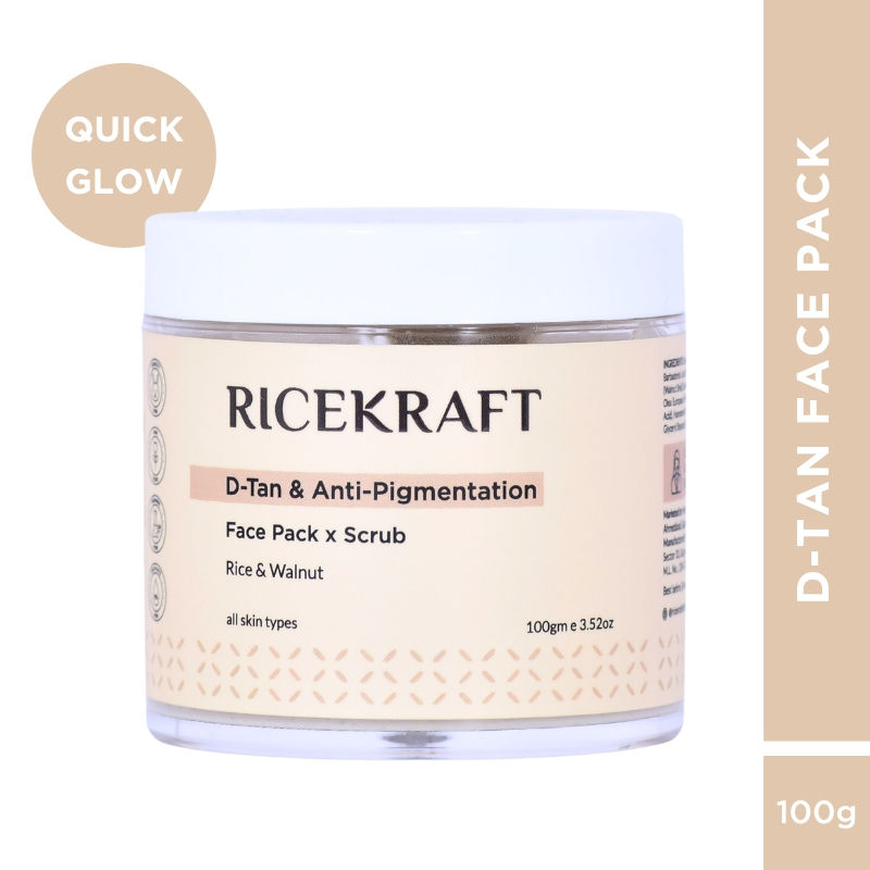 De Tan Face Pack Scrub With Rice, Walnut For Glowing Skin