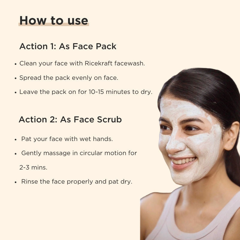 De Tan Face Pack Scrub With Rice, Walnut For Glowing Skin