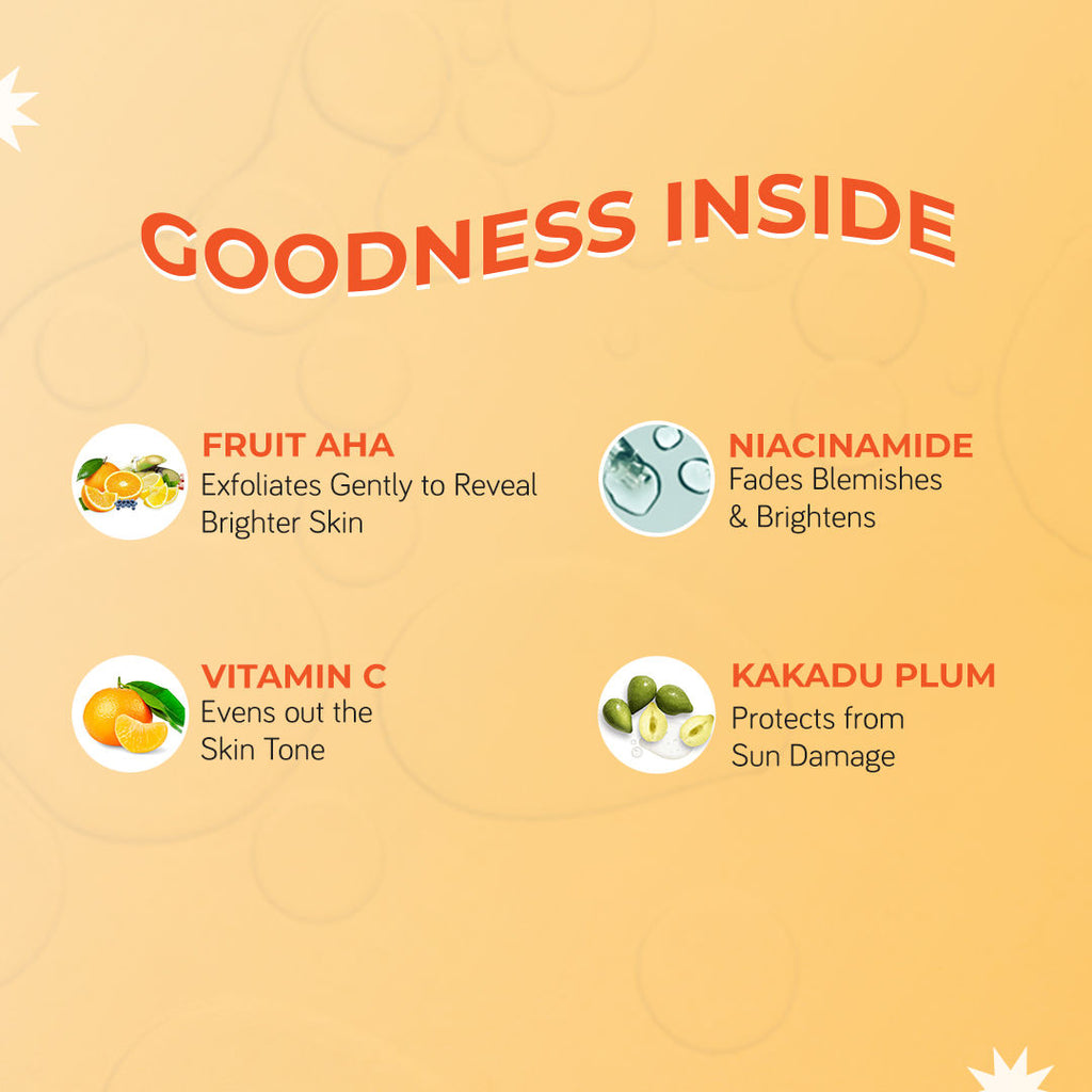 Vitamin C Brightening Face Wash Cleanser With Niacinamide, AHA Grapefruit For Glowing Skin