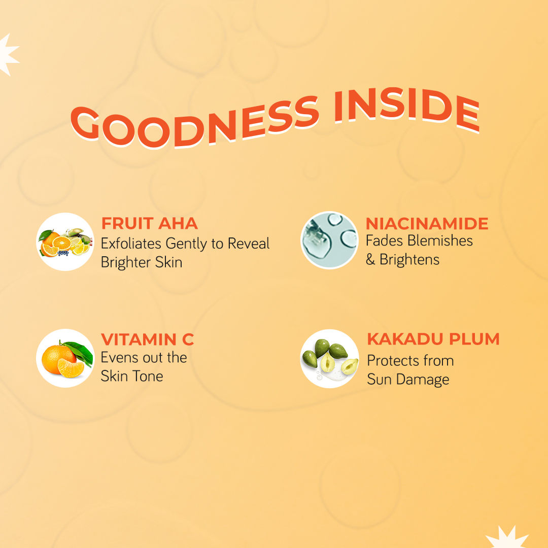 Vitamin C Brightening Face Wash Cleanser With Niacinamide, AHA Grapefruit For Glowing Skin
