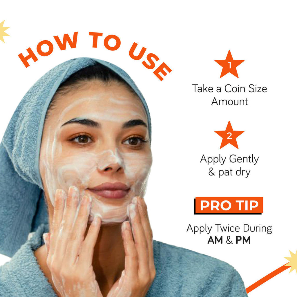 Vitamin C Brightening Face Wash Cleanser With Niacinamide, AHA Grapefruit For Glowing Skin