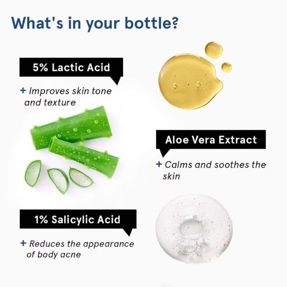 1% Salicylic Acid Body Wash + 5% Lactic Acid Body Lotion - Helps Prevent Body Acne