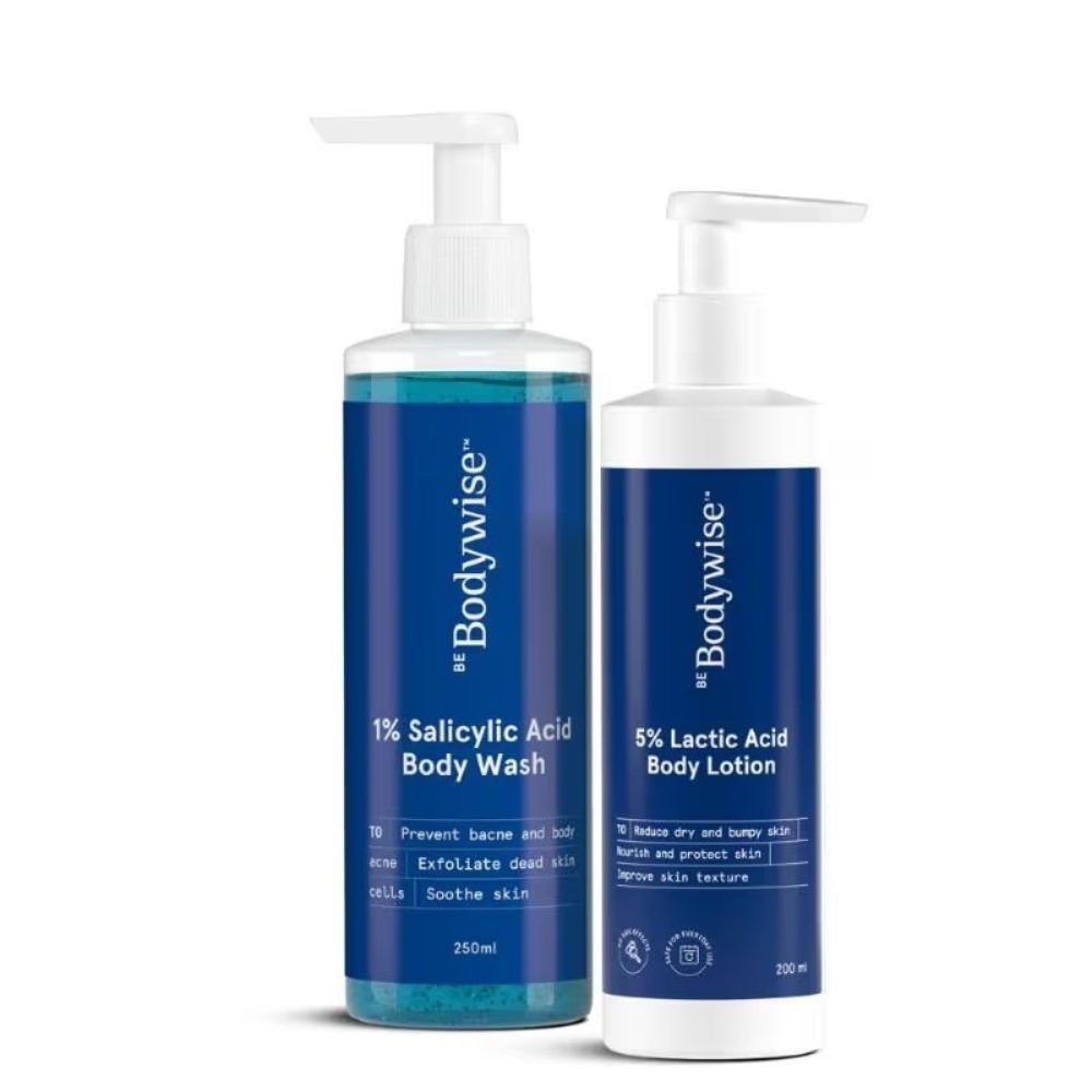 1% Salicylic Acid Body Wash + 5% Lactic Acid Body Lotion - Helps Prevent Body Acne