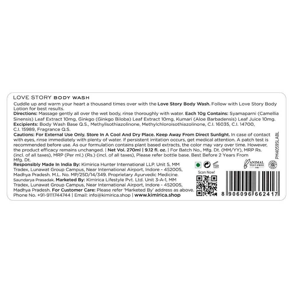 Love Story Luxury Scented Body Wash For Soft And Supple Skin, 100% Vegan & Paraben Free