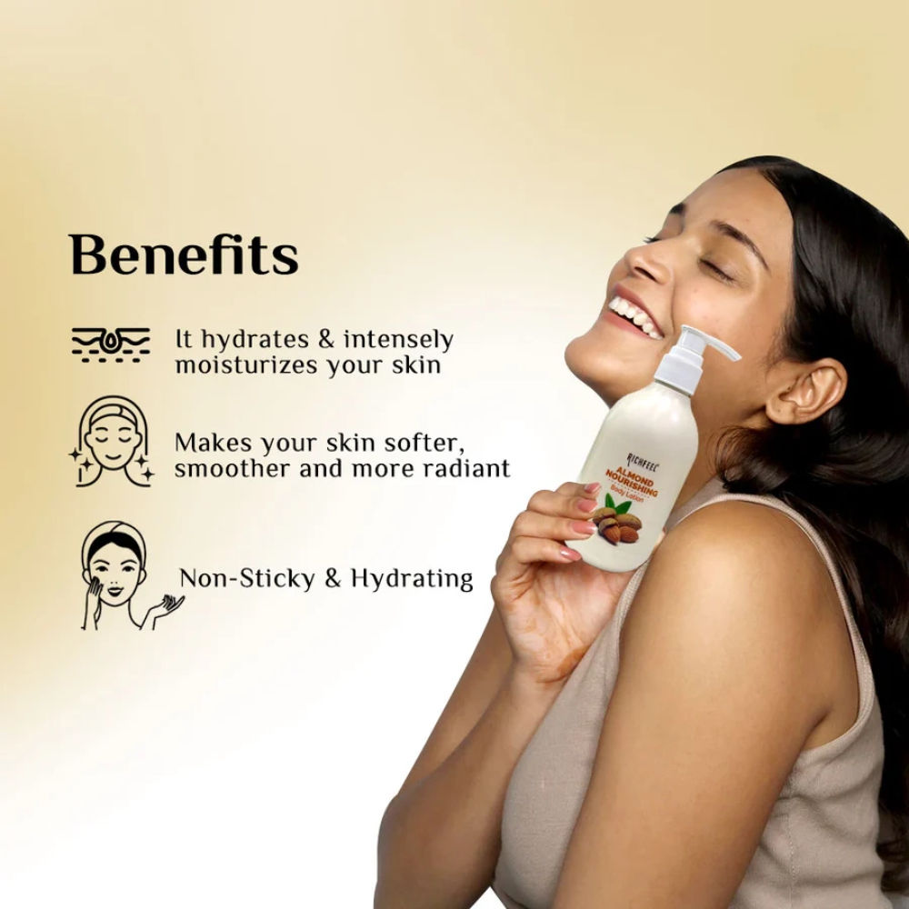 Almond Body Lotion with 2X Almond Oil for Deep Moisturization & Smooth, Healthy Skin