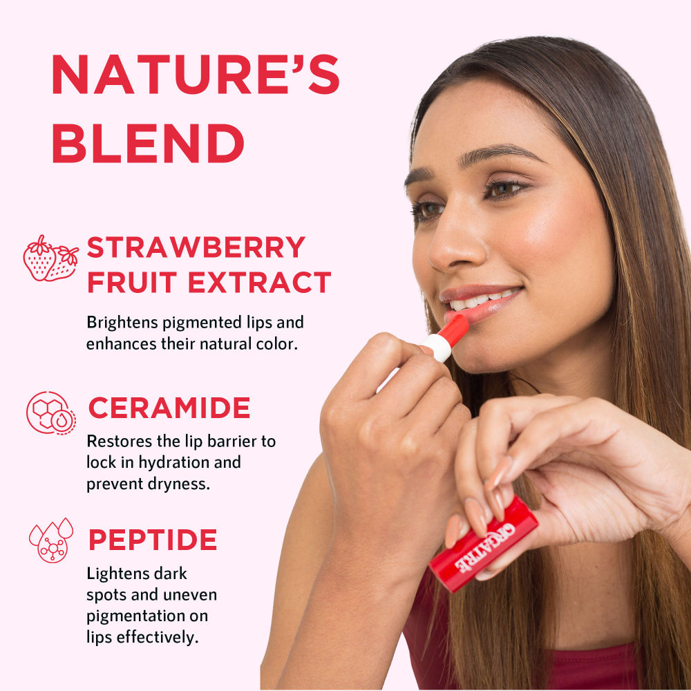 Strawberry Lip Balm With Spf30, Ceramide & Peptide For Dark, Pigmented, Dry & Chapped Lips