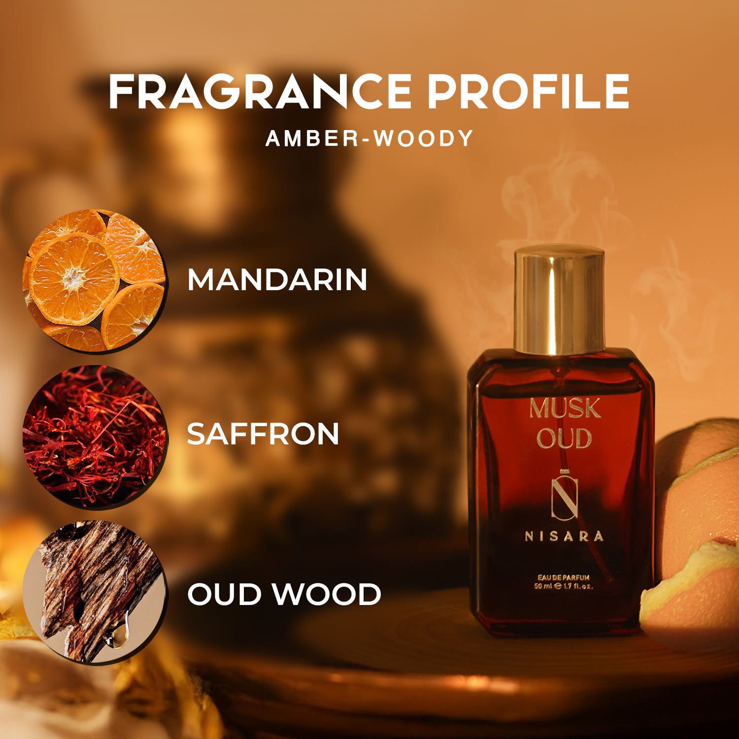 Musk Oud - Unisex Perfume For Men & Women,Eau De Parfum,Lasting Amber & Woody Fragrance