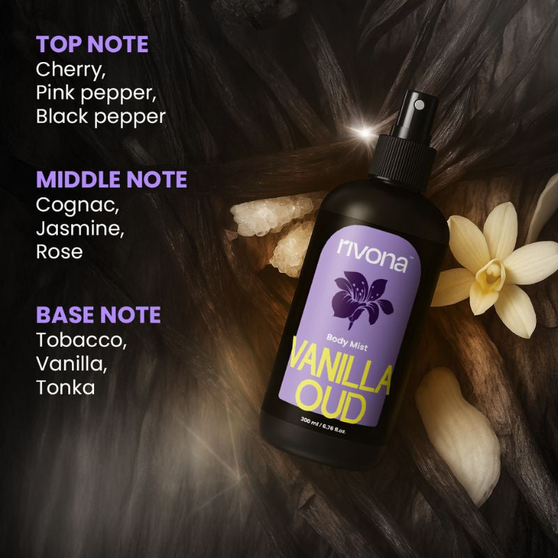 Vanilla Oud - Warm And Woody Perfume Body Mist For Long Lasting Fragrance