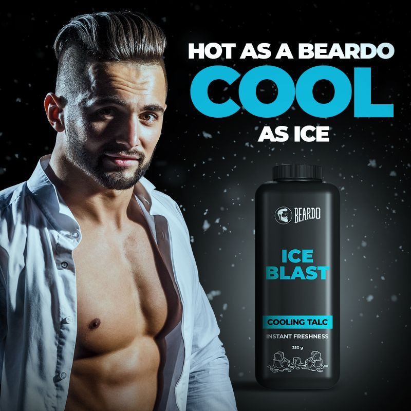 Ice Blast Cooling Talc Menthol talcum powder for men INSTANT ICY cool freshness