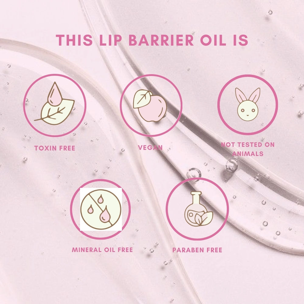 Lip Barrier Oil Clear Gloss with Peptides Hydrates, For Dry & Pigmented Lips