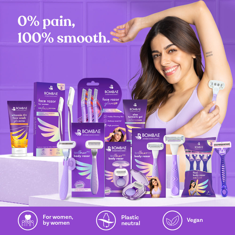 Rollplay Glow Sensitive Body Razor For Women-2X Smoother Bikini & Underarm Hair Removal Razor
