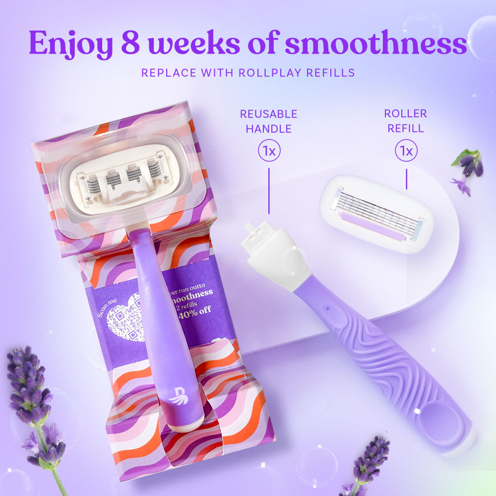 Rollplay Glow Sensitive Body Razor For Women-2X Smoother Bikini & Underarm Hair Removal Razor