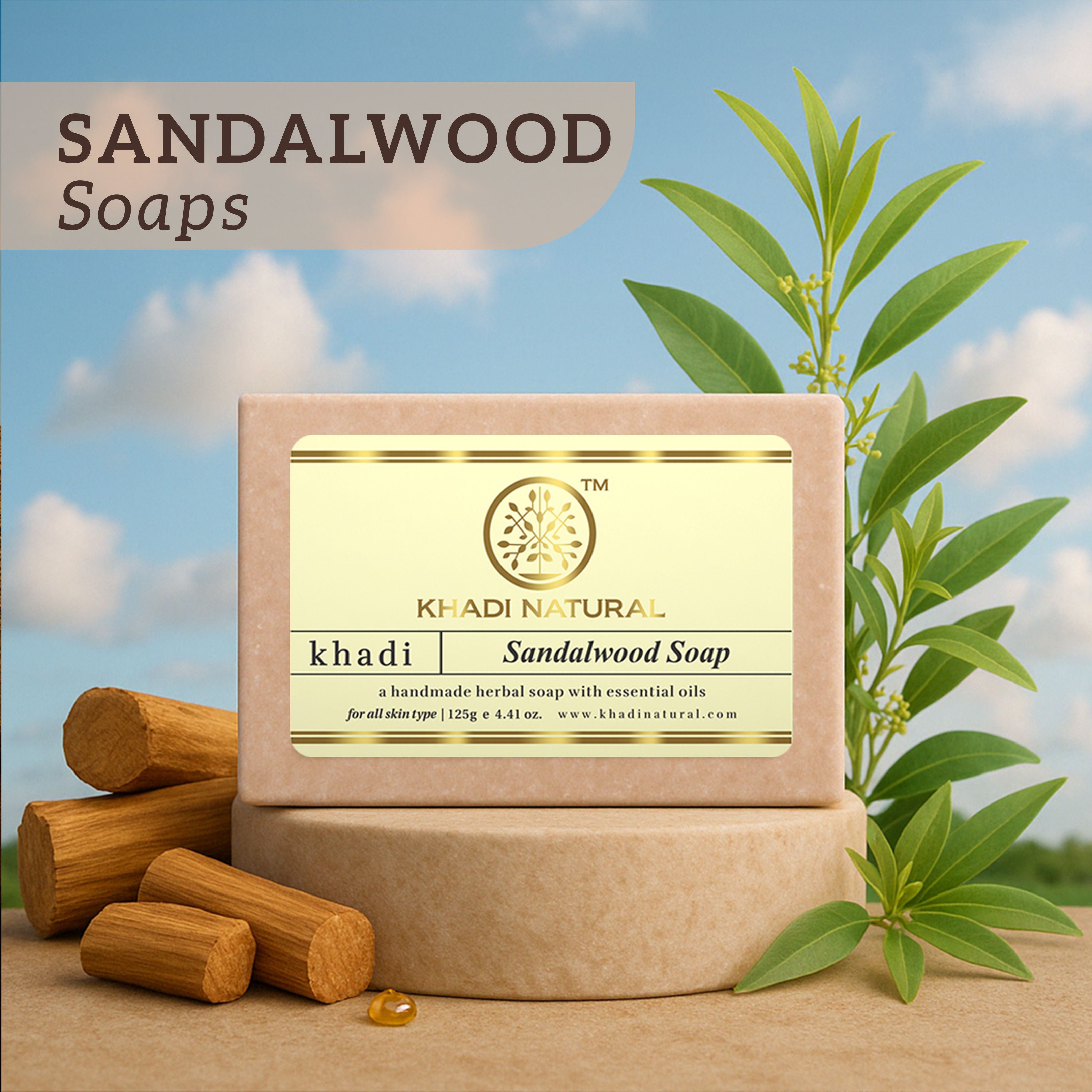 Sandalwood Handmade Soap Treat Acne & Moisturize Skin