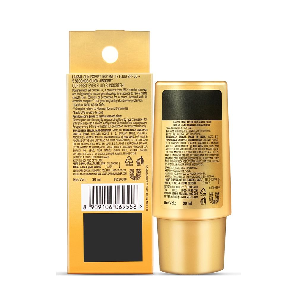 Sun Expert Dry Matte Fluid SPF 50++++ Sunscreen with 1% Niac & Ceramide for Oily Skin