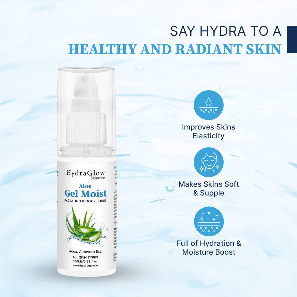 Hydra Glow Skincare Aloe Gel Moist Hydrating and Nourishing Moisturizer