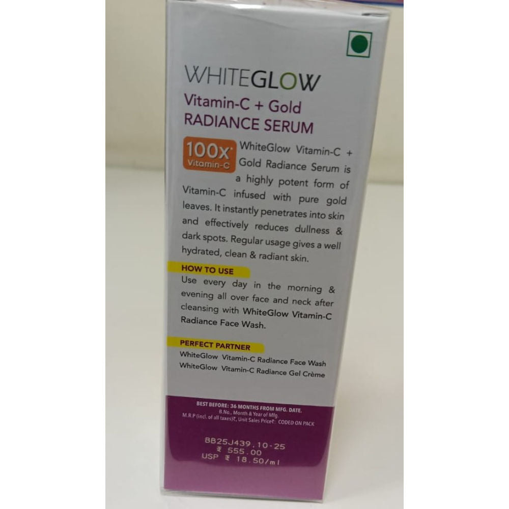 WhiteGlow Vitamin C + Gold Radiance Face Serum For Dark Spots, Dull & Uneven Skin Tone