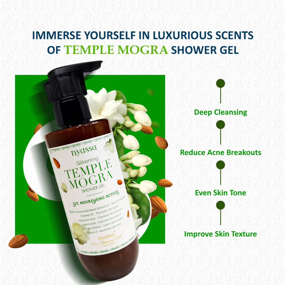 Silky And Relaxing Temple Mogra Shower Gel With 6 Nourishing Actives