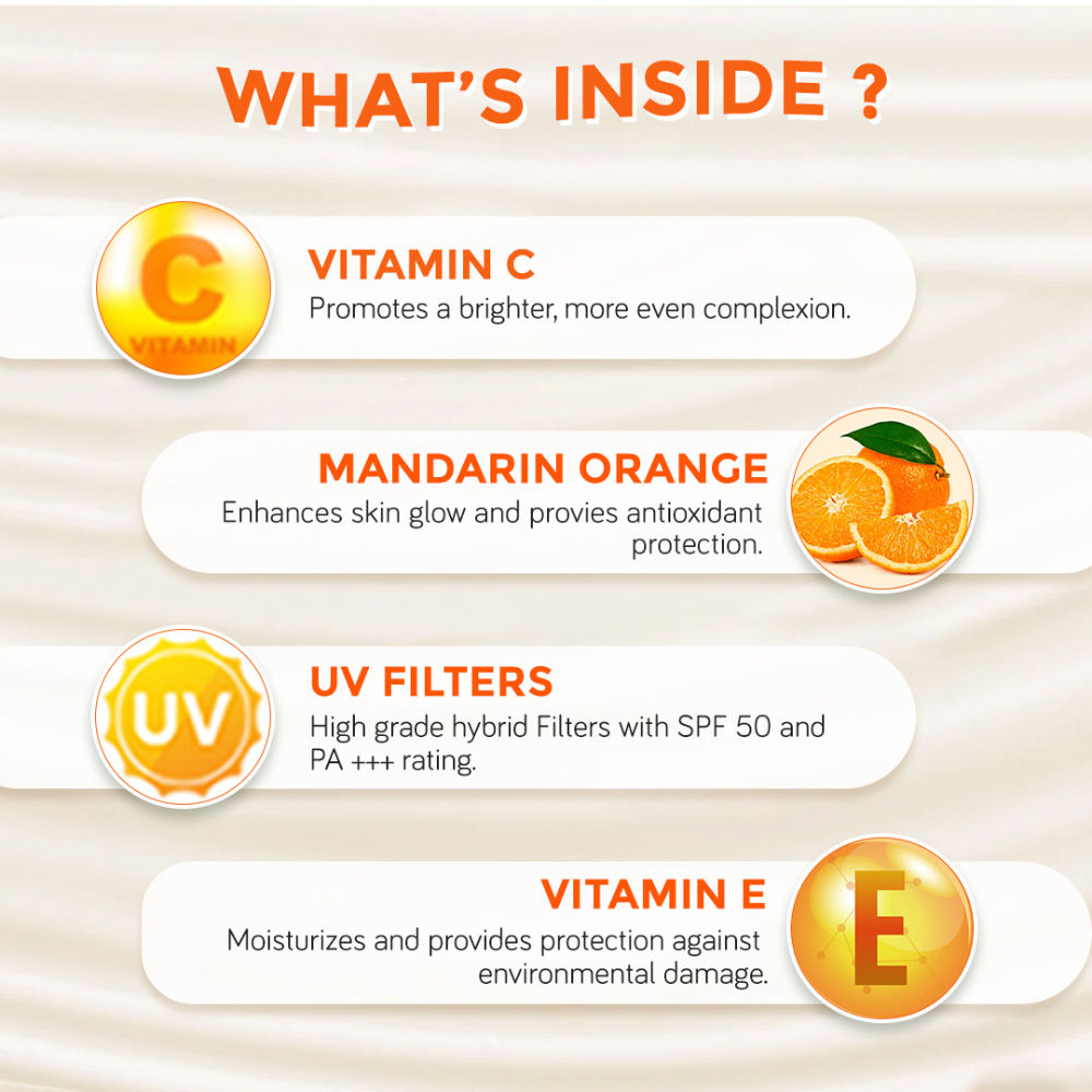 Vitamin C Sunscreen With SPF 50 PA+++ For Dull Hyperpigmented Skin, Lightweight No Whitecast