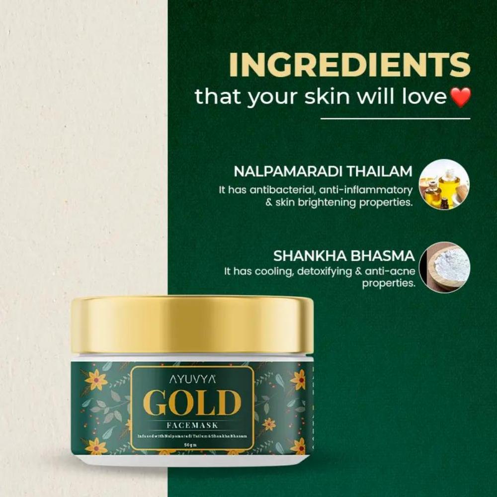 Gold Face Mask For Glowing Skin, Acne Reduction & Dead Skin Cell Removal For All Skin Type