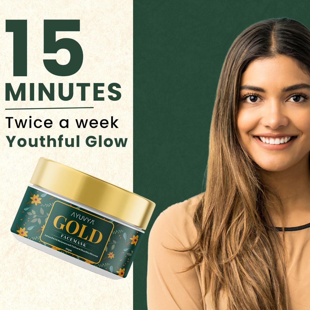 Gold Face Mask For Glowing Skin, Acne Reduction & Dead Skin Cell Removal For All Skin Type