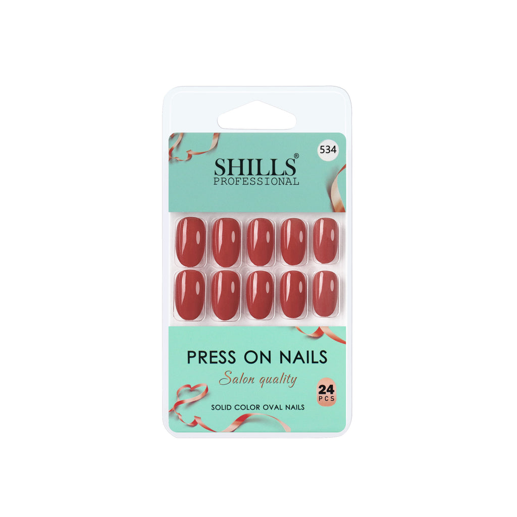 Reusable Oval Press On Nails - Maroon