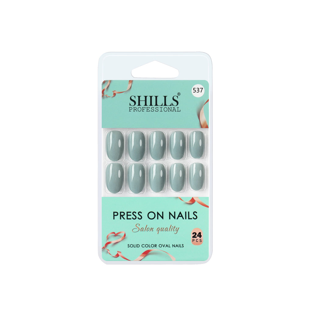 Reusable Oval Press On Nails - Blue
