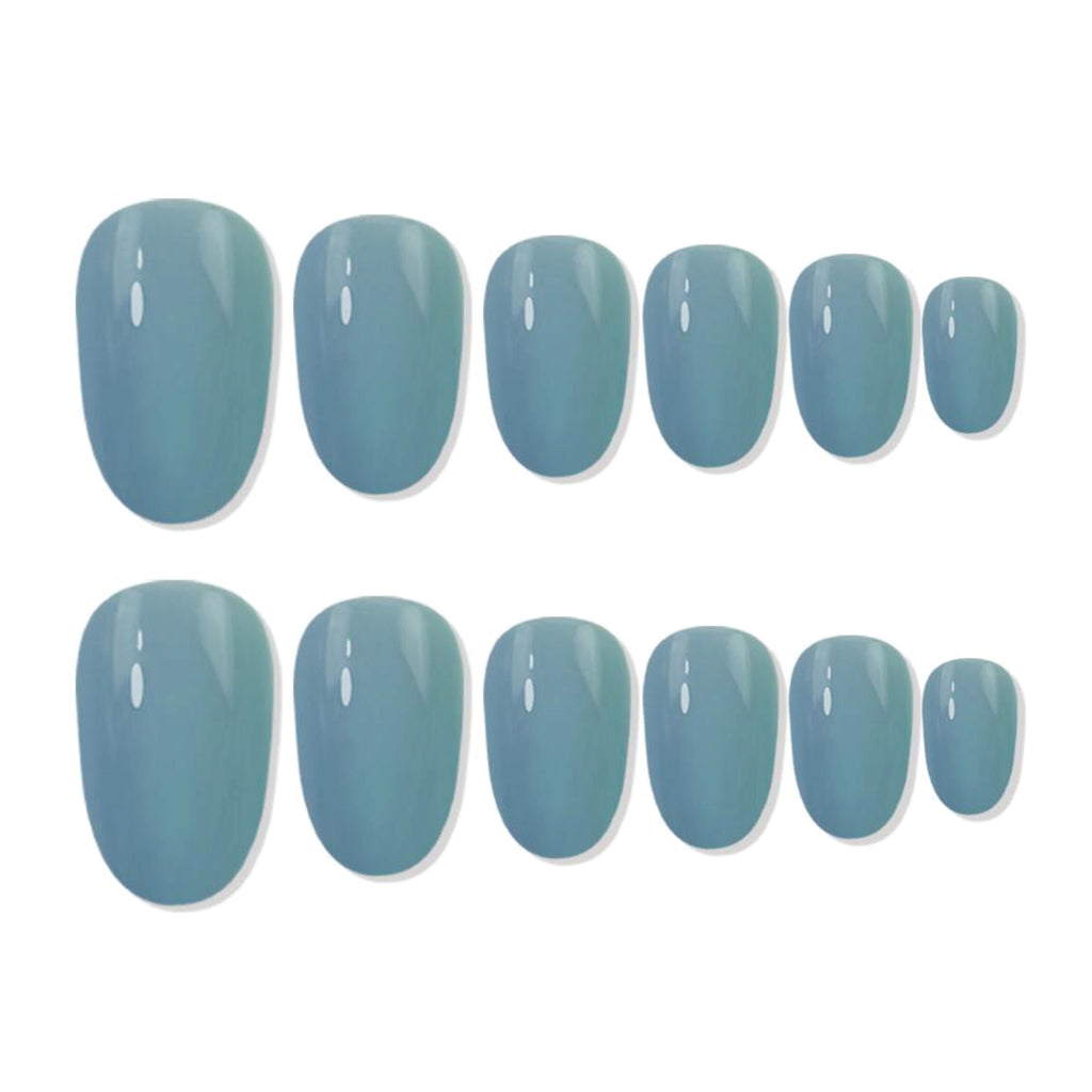 Reusable Oval Press On Nails - Blue