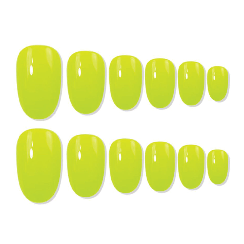 Reusable Oval Press On Nails - Green
