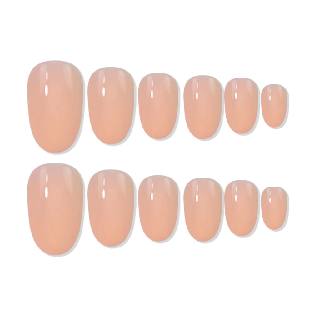 Reusable Oval Press On Nails - Beige