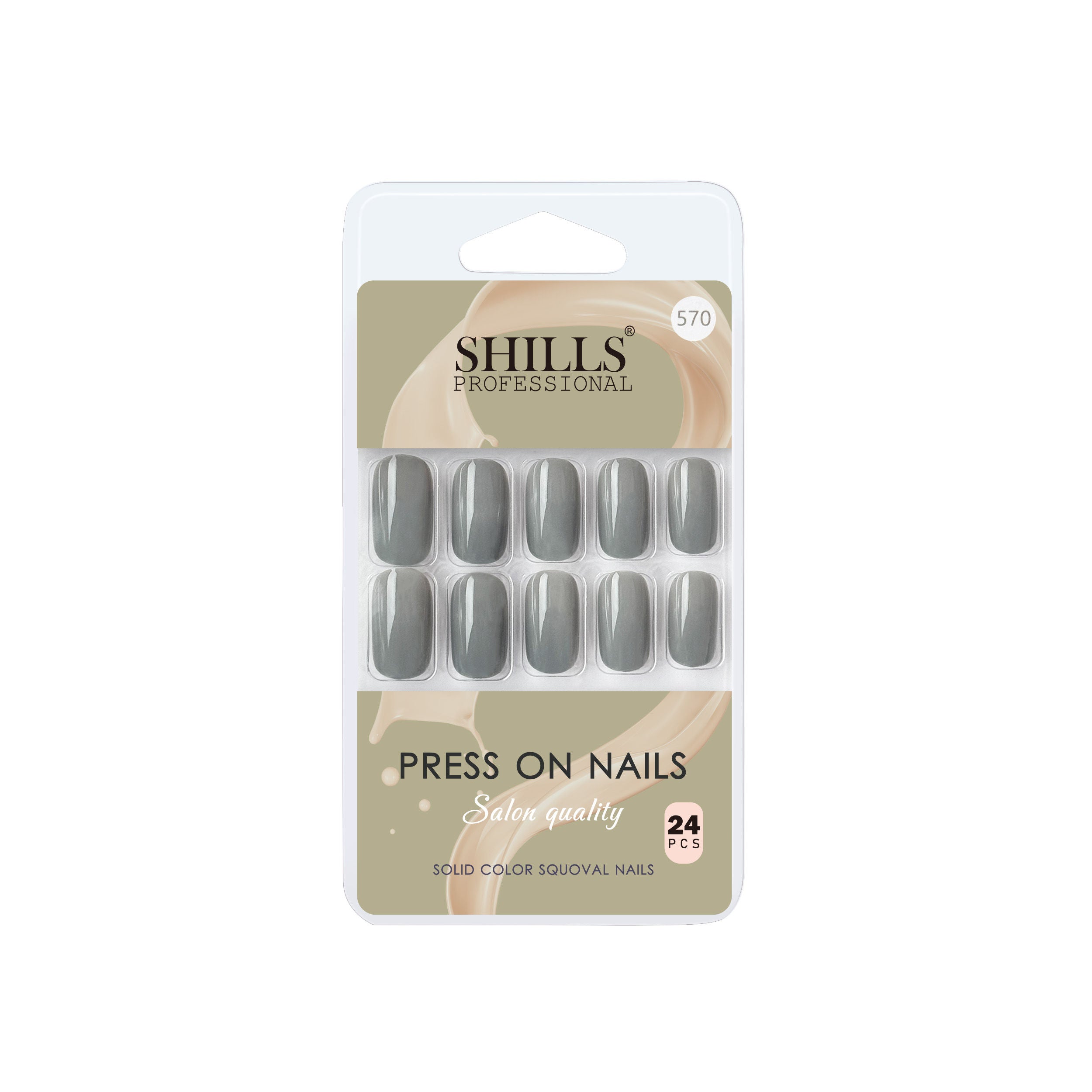 Reusable Square Press On Nails - Grey