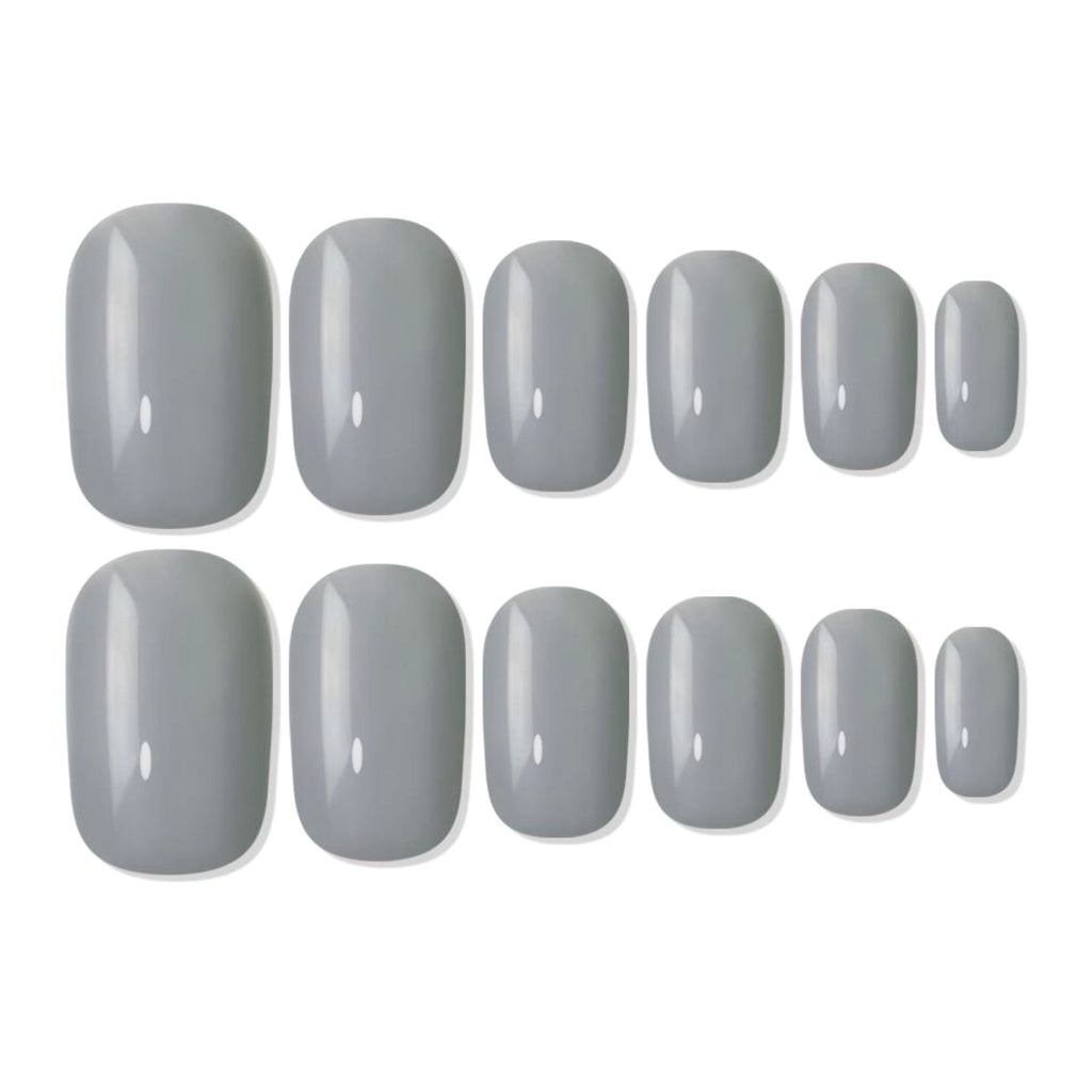 Reusable Square Press On Nails - Grey