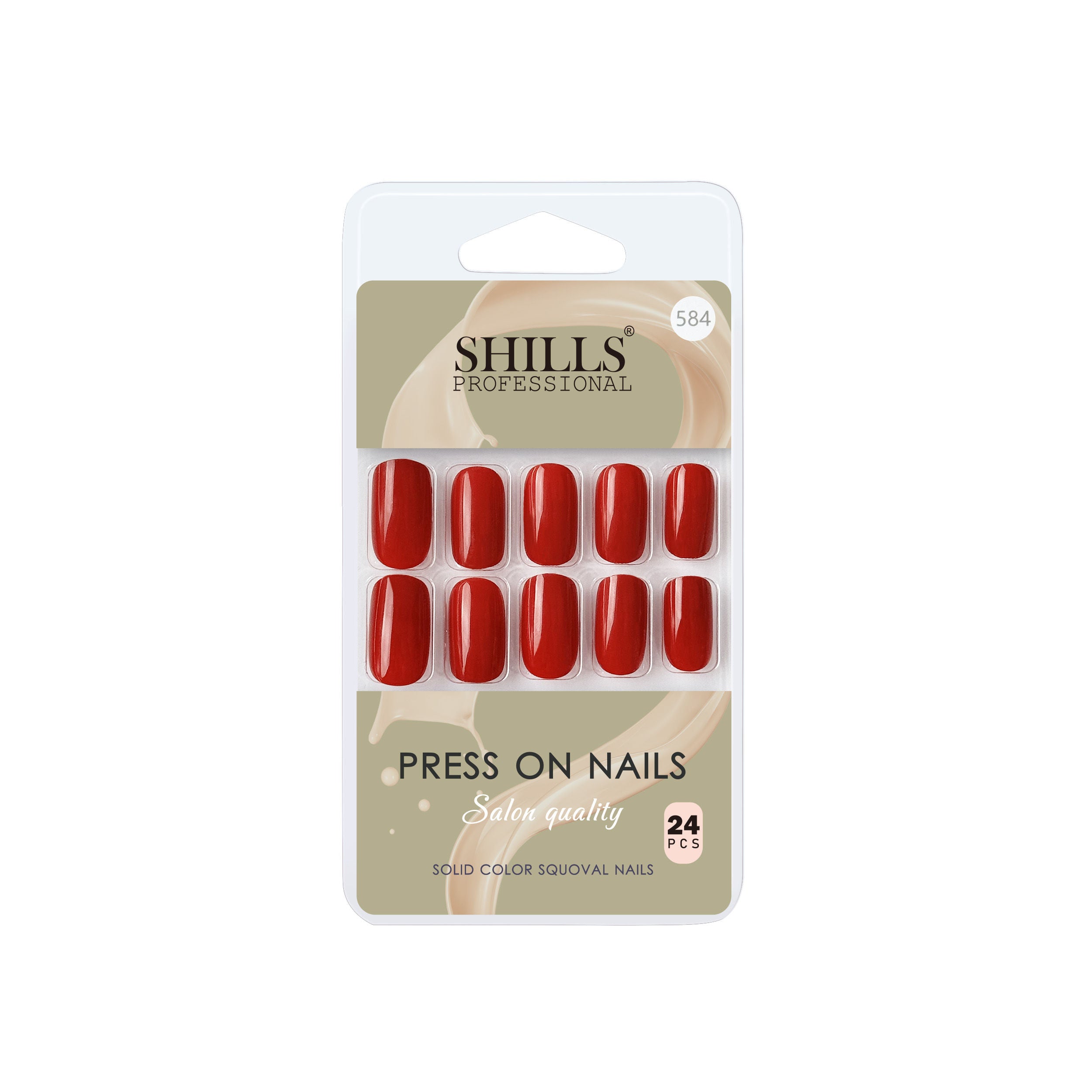 Reusable Square Press On Nails - Red