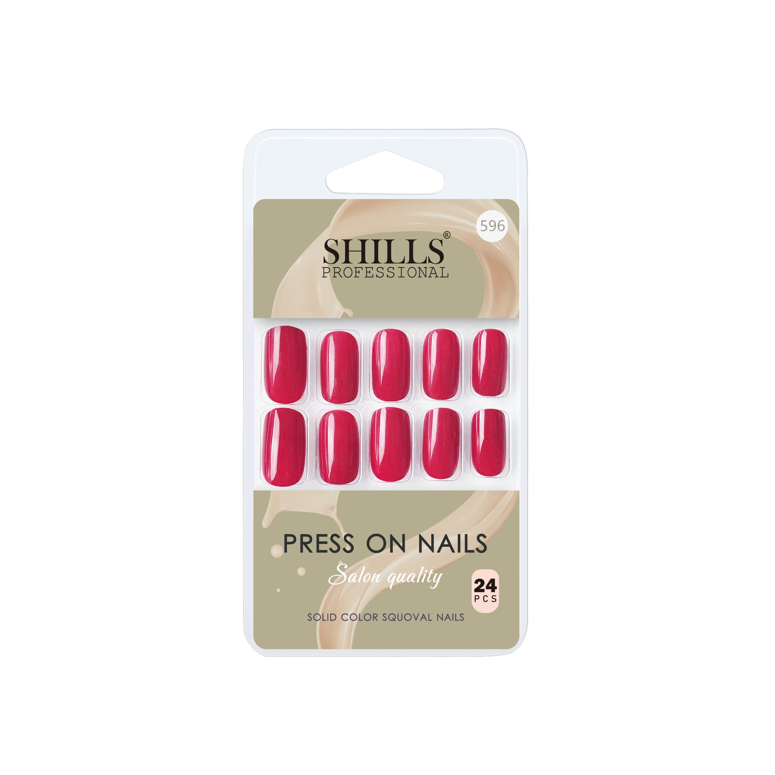 Reusable Square Press On Nails - Red