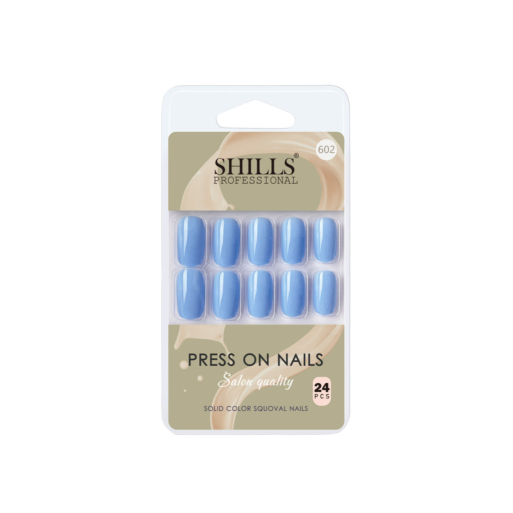 Reusable Square Press On Nails - Blue