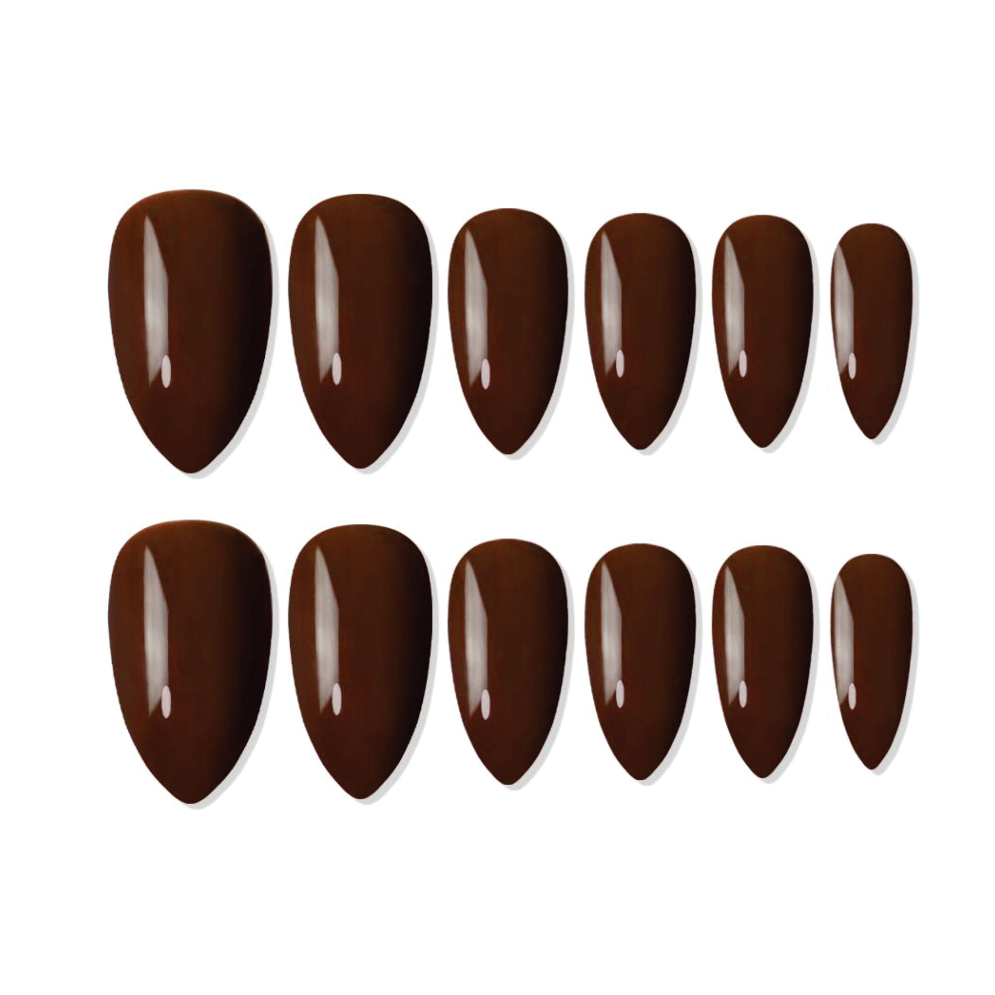 Reusable Almond Press On Nails - Brown