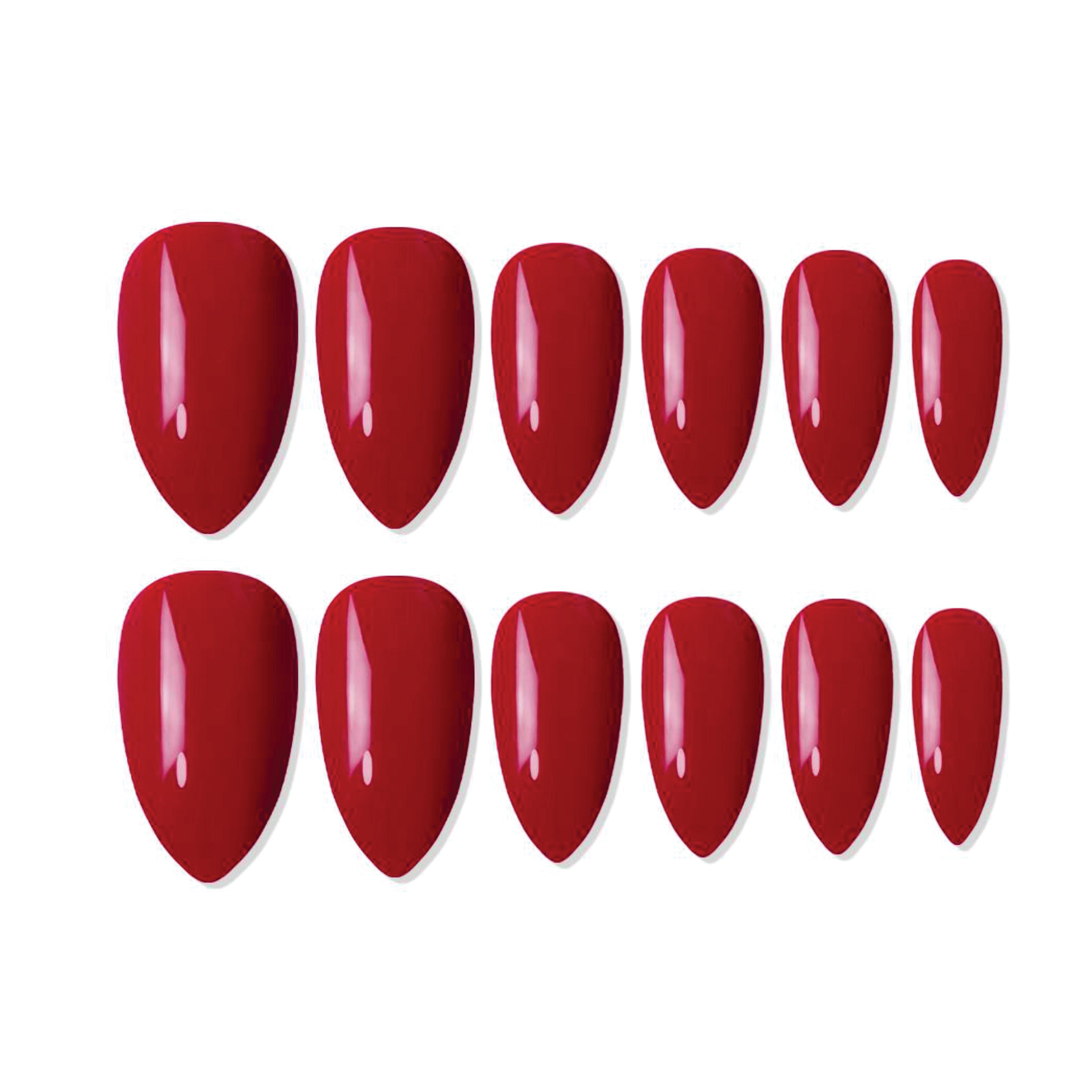 Reusable Almond Press On Nails - Red