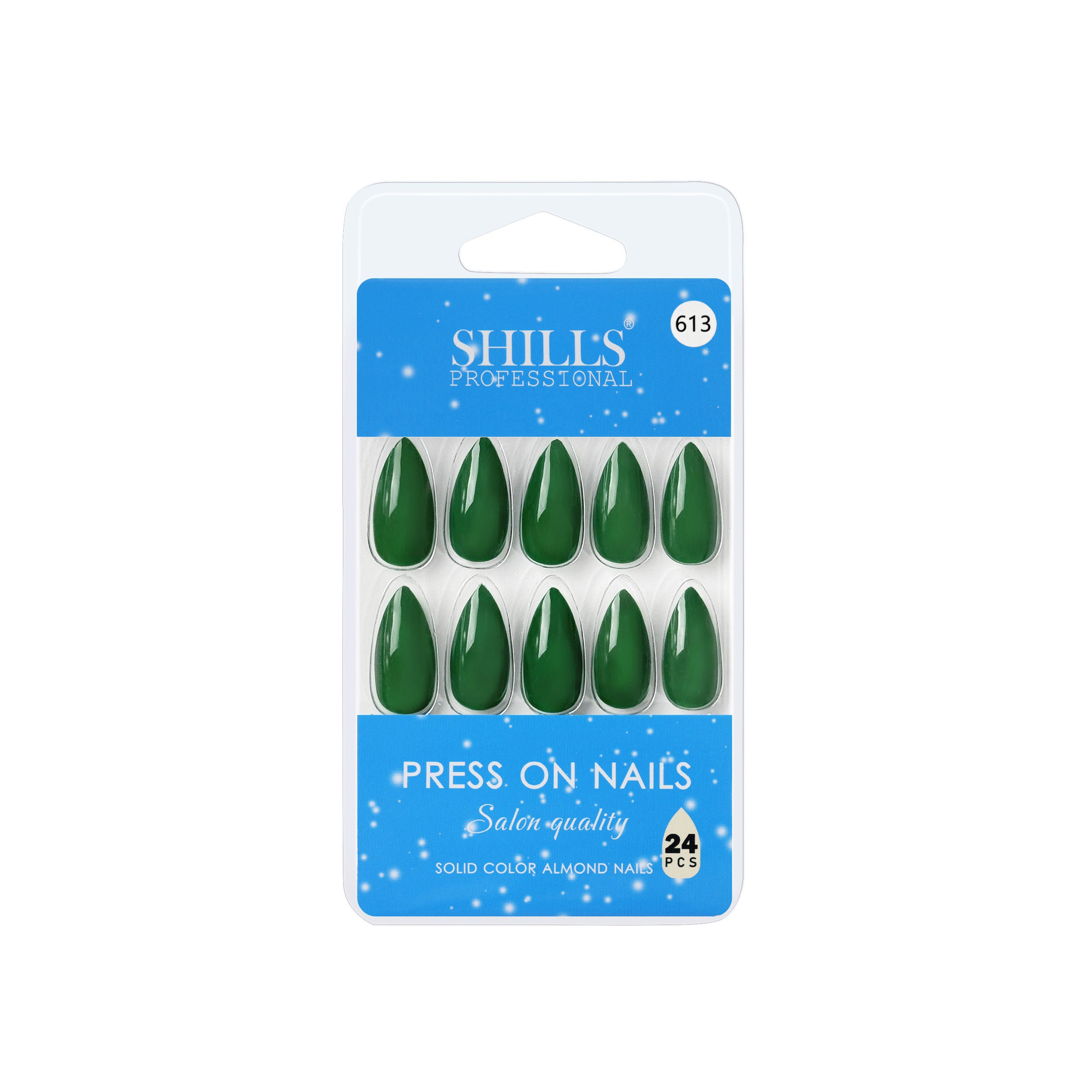 Reusable Almond Press On Nails - green