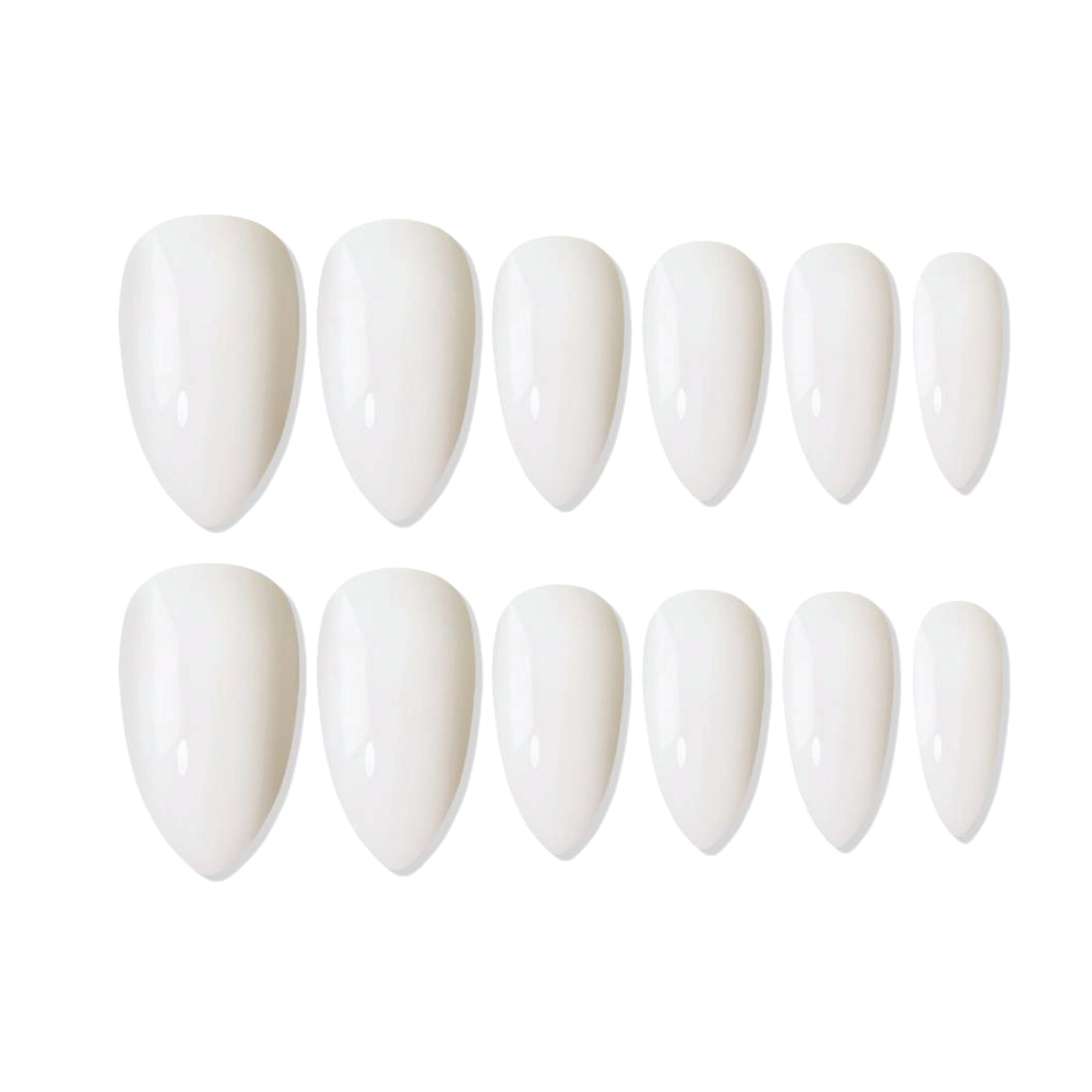 Reusable Almond Press On Nails - White