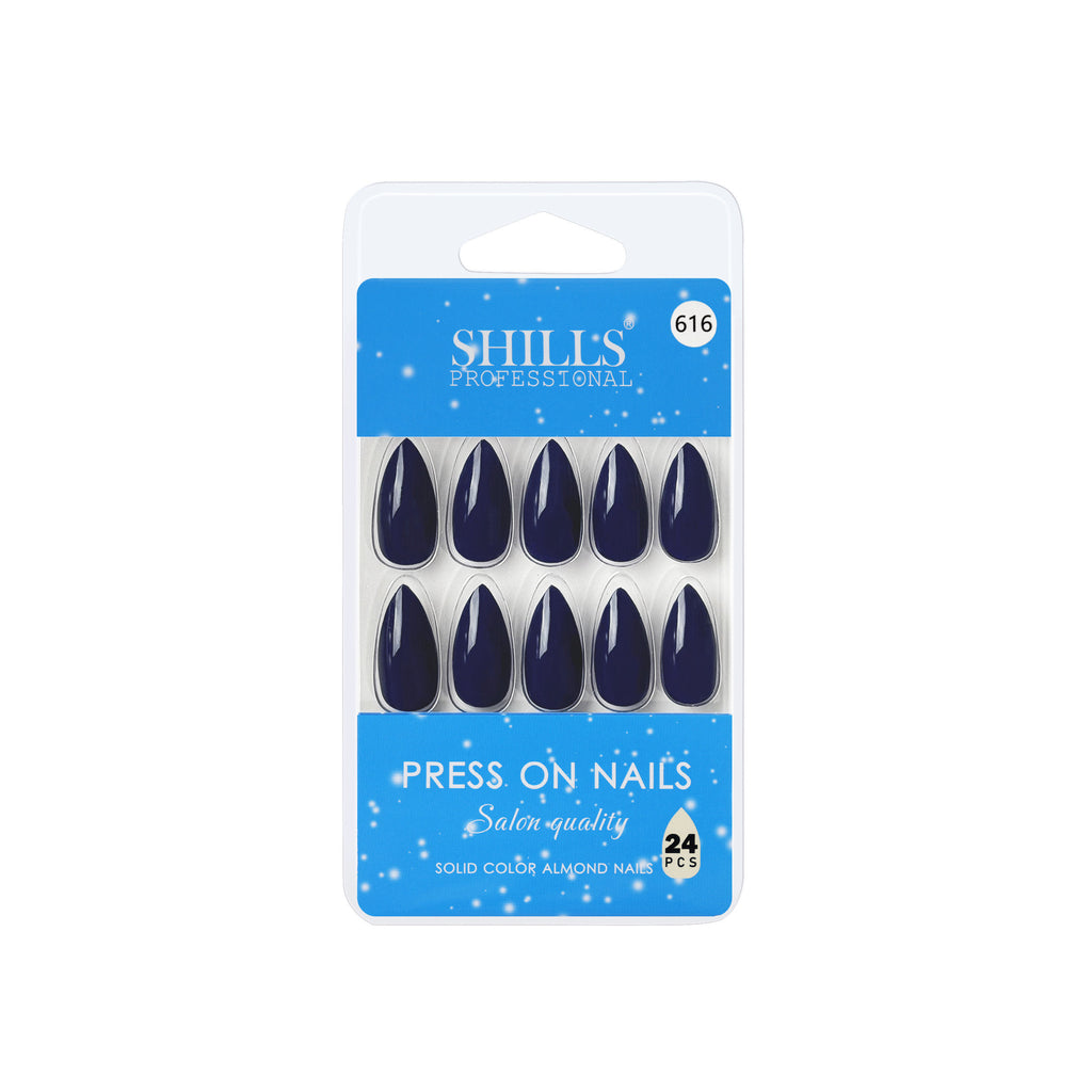 Reusable Almond Press On Nails - blue