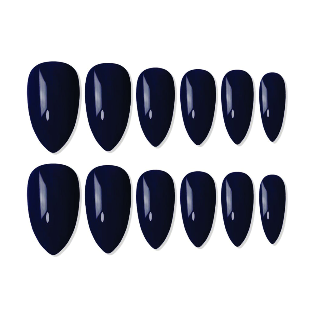 Reusable Almond Press On Nails - blue