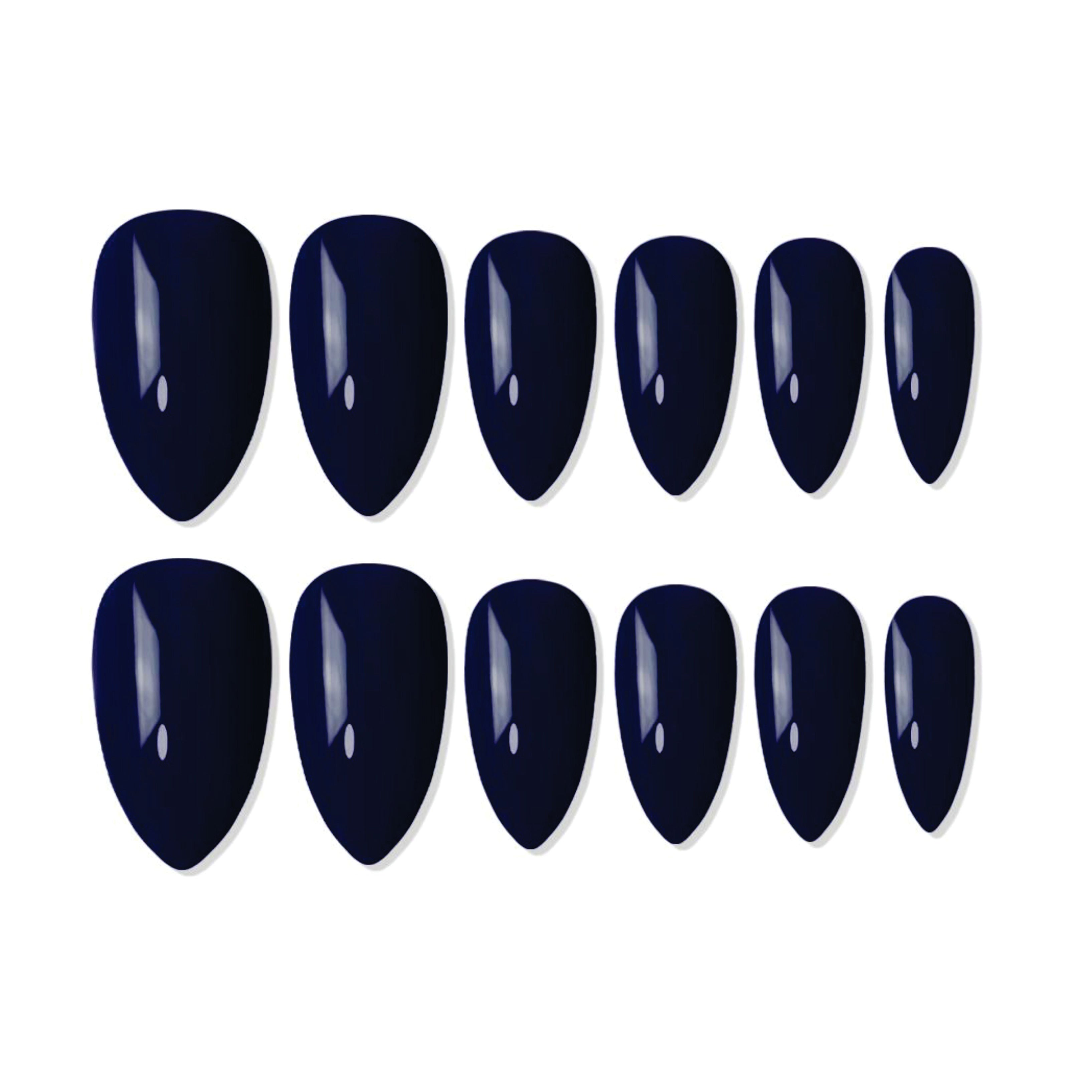 Reusable Almond Press On Nails - blue