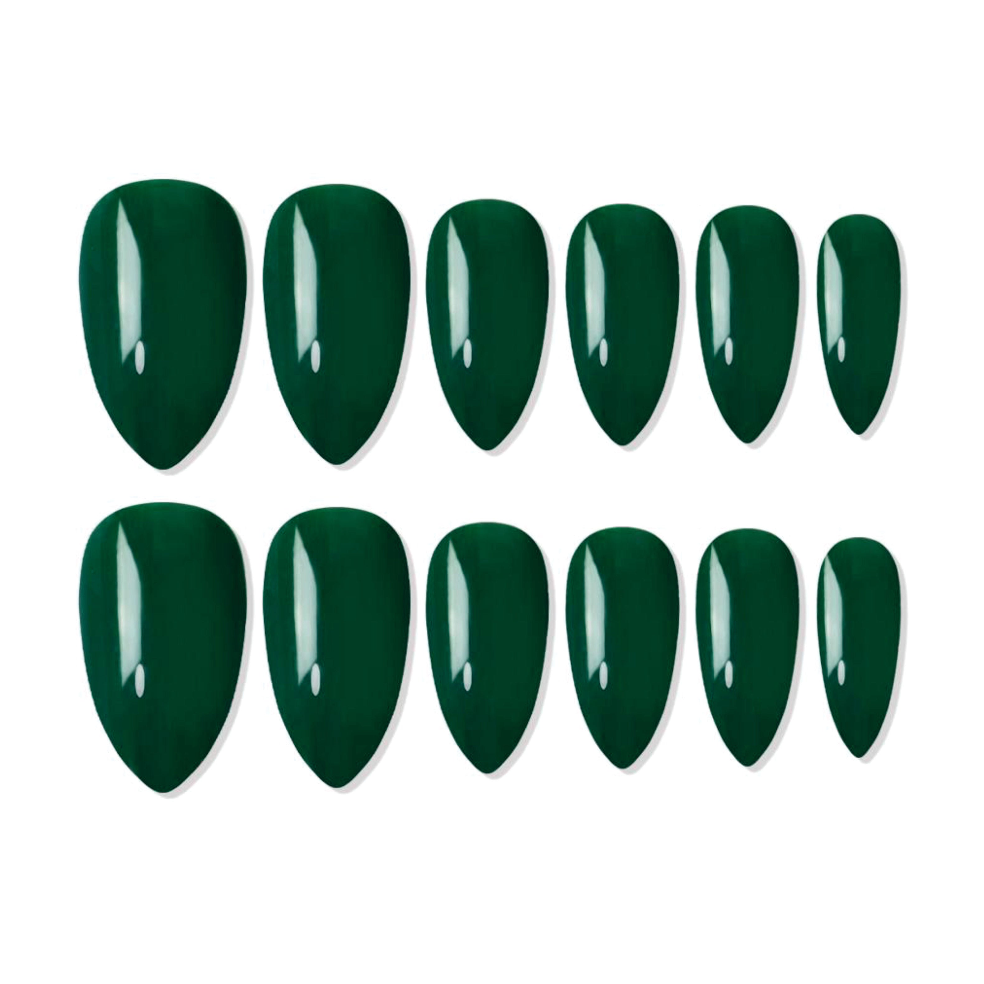 Reusable Almond Press On Nails - Green