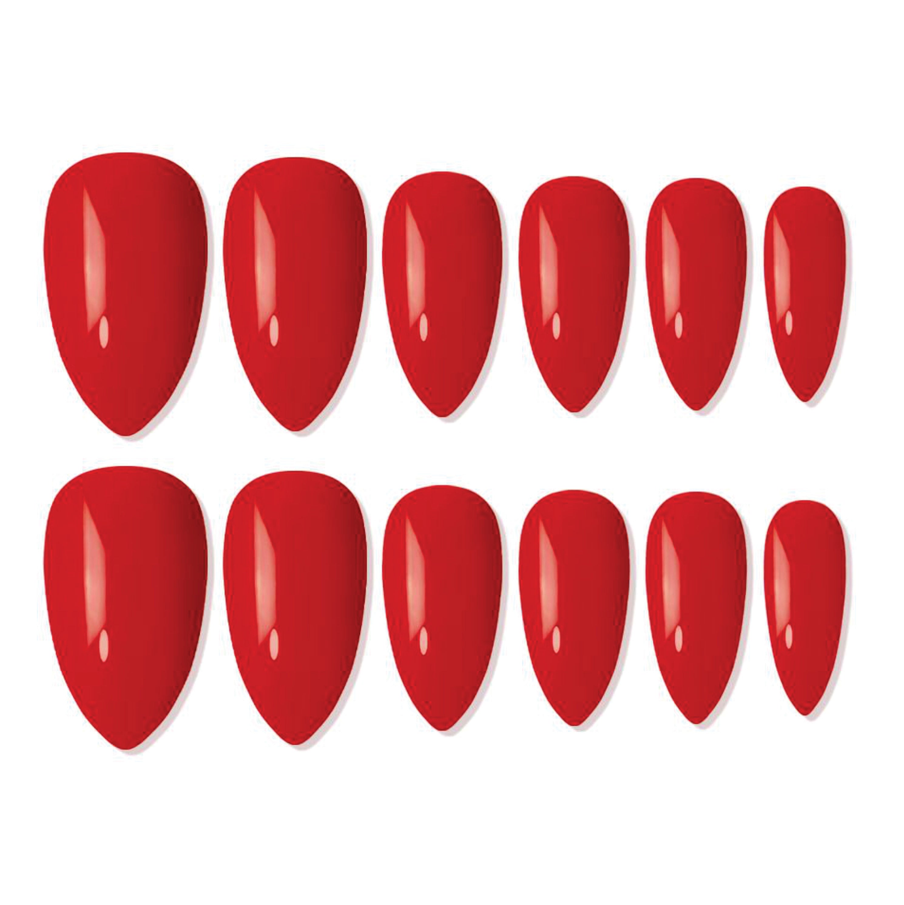 Reusable Almond Press On Nails - Red