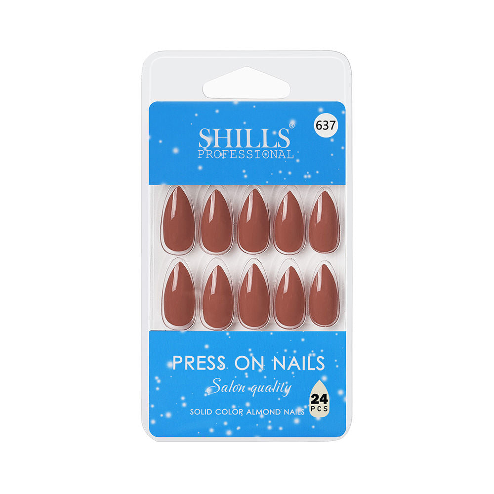 Reusable Almond Press On Nails - Maroon