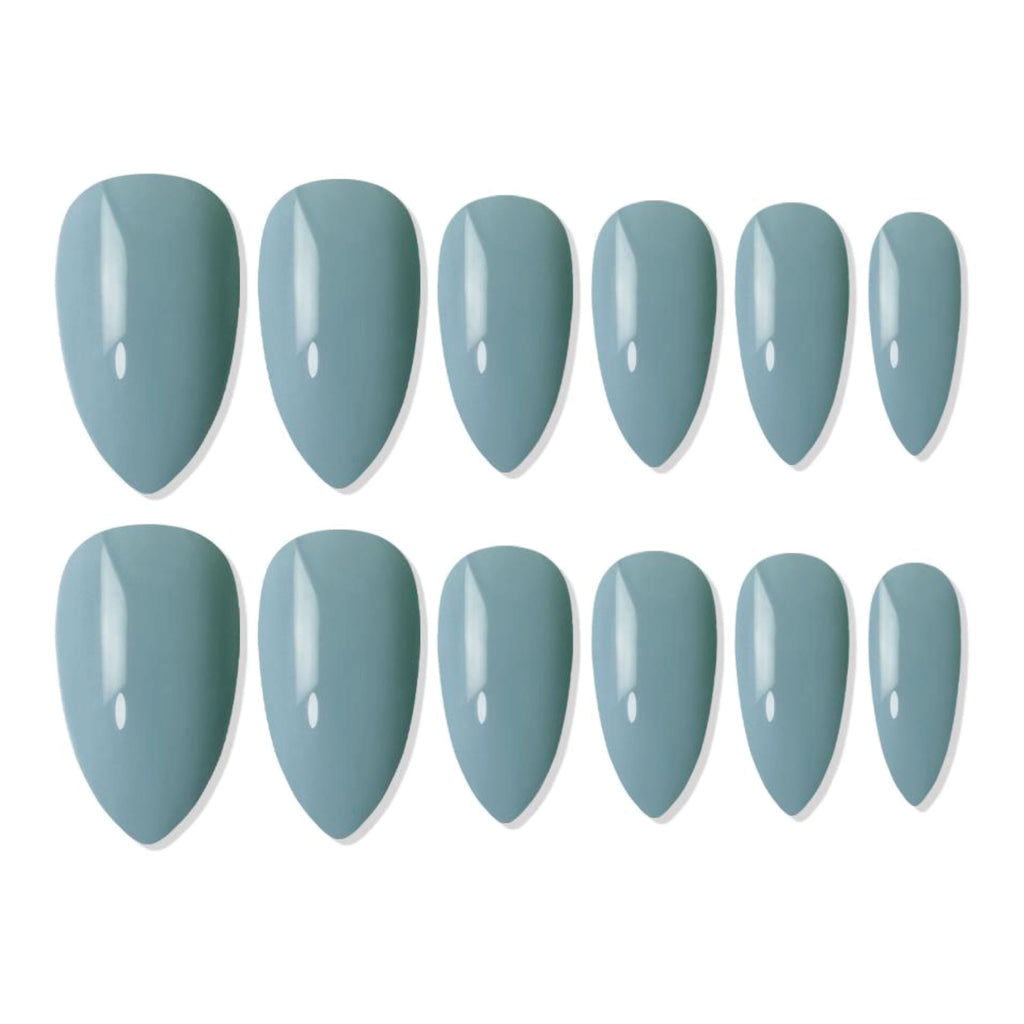 Reusable Almond Press On Nails - Blue