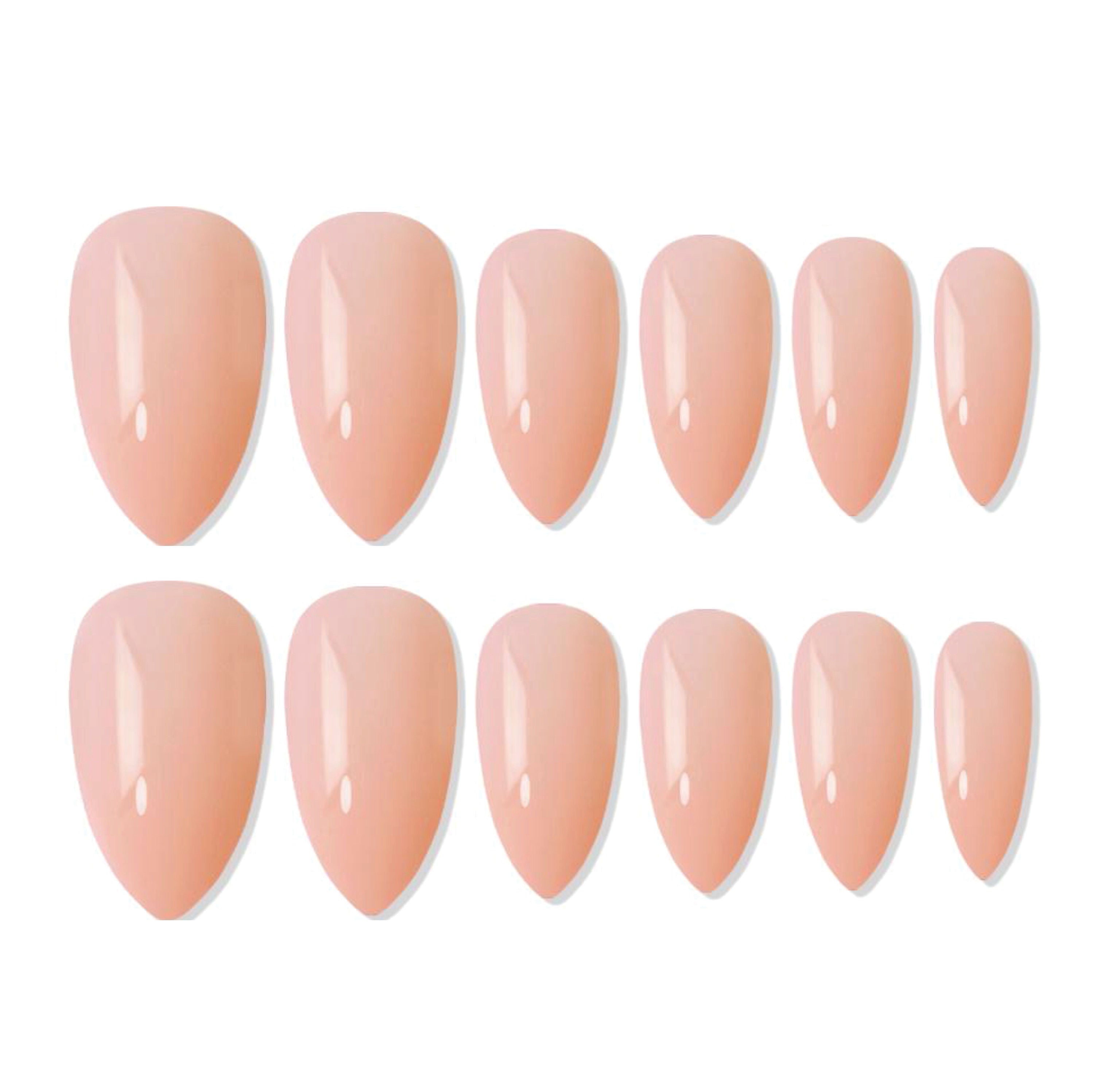Reusable Almond Press On Nails - Peach