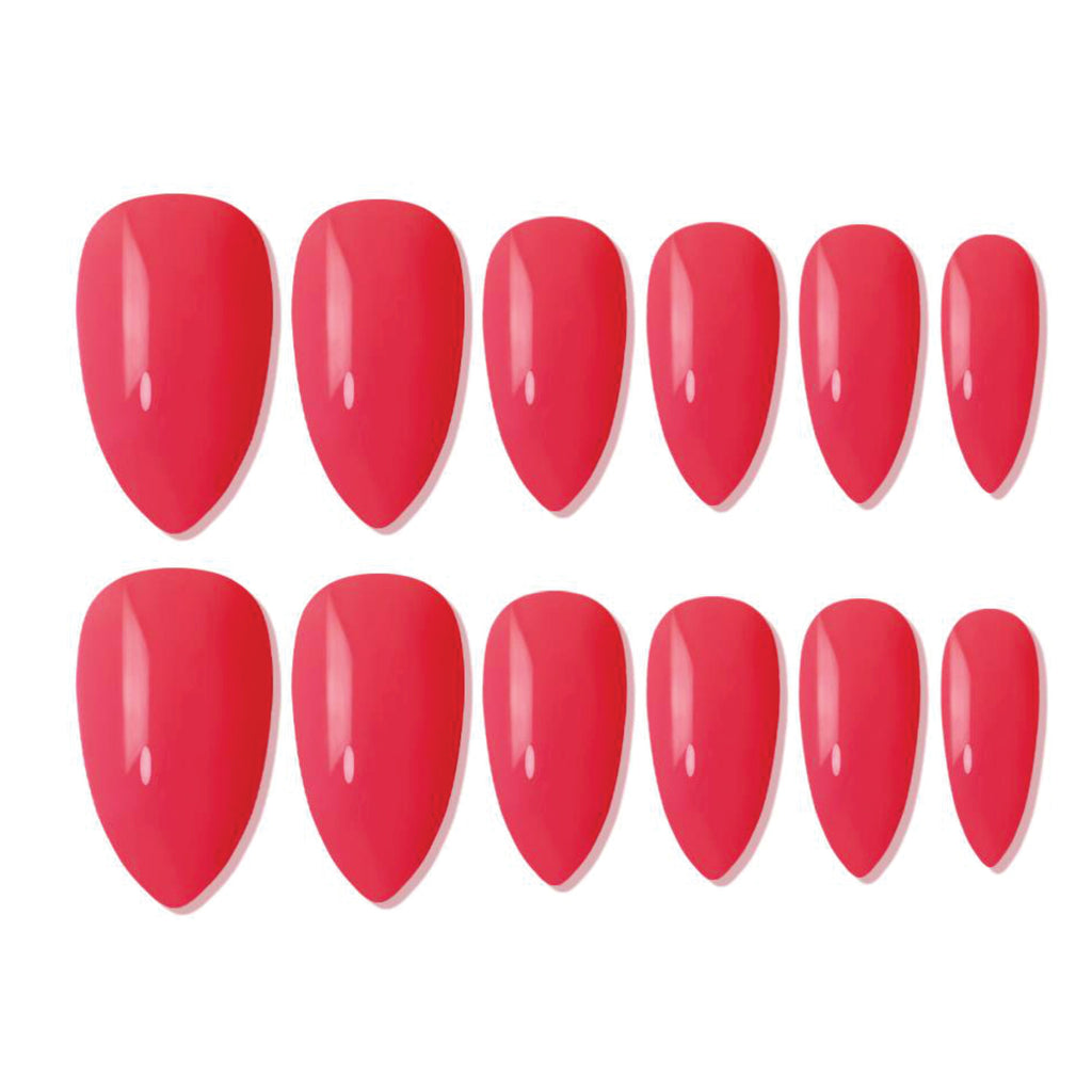 Reusable Almond Press On Nails - Red