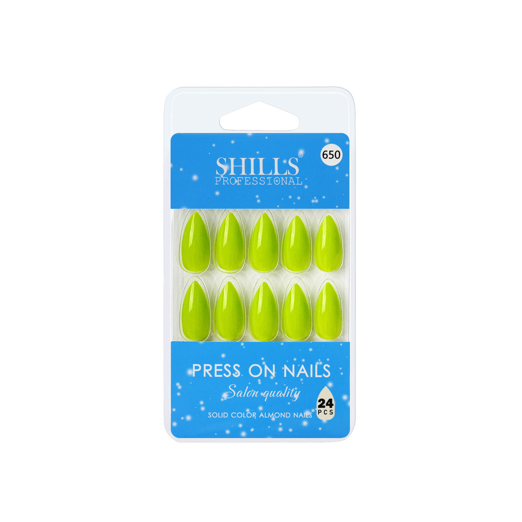 Reusable Almond Press On Nails - green