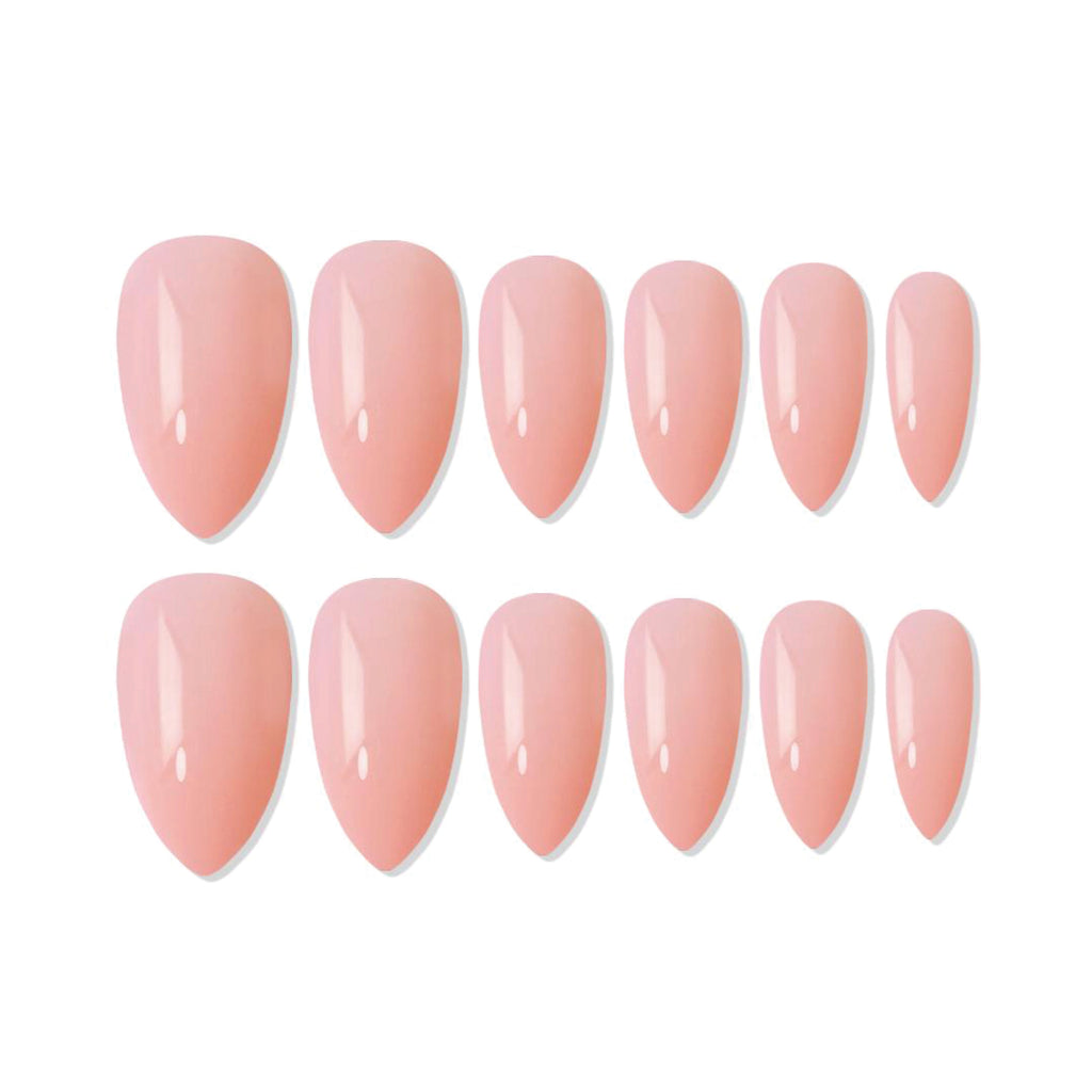 Reusable Almond Press On Nails - Peach