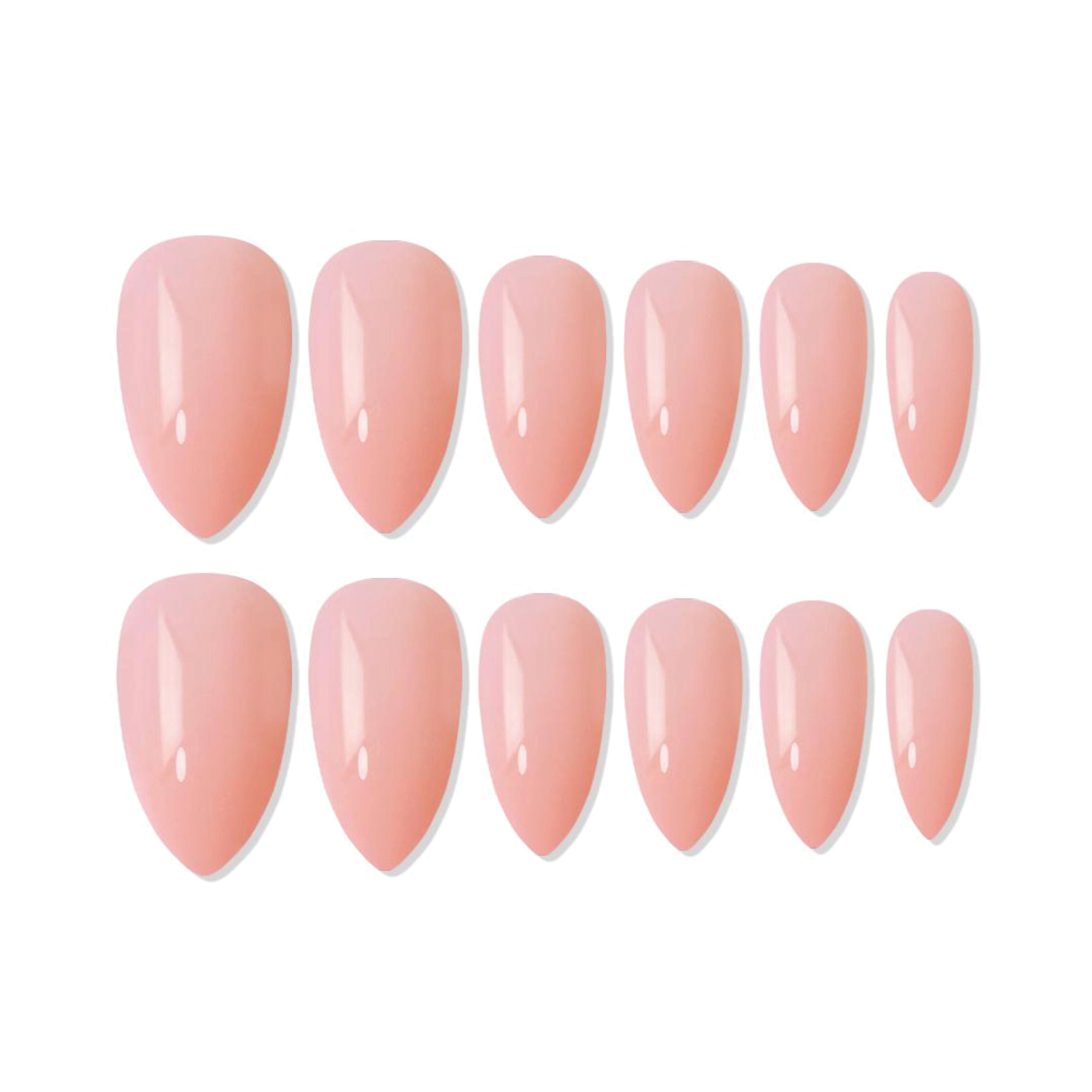 Reusable Almond Press On Nails - Peach